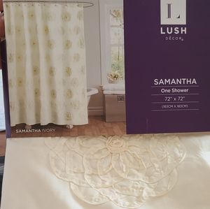 Ivory Embroidered Shower Curtain **NEW**